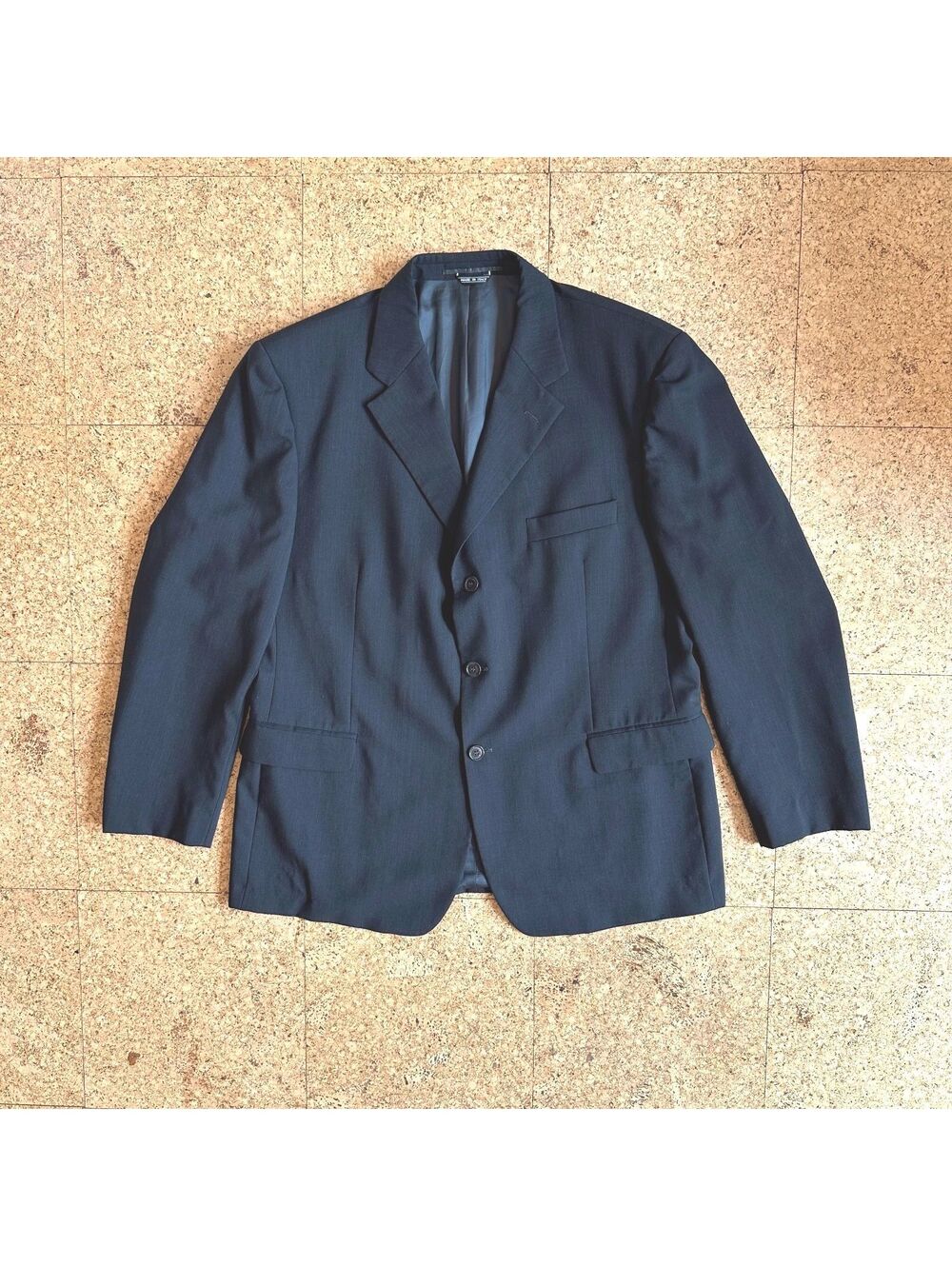 Italian Super Fine Wool Blazer IT 56 Drop 7 / US 46L Dark Gray 3 Button Lined
